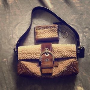 Small brown Coach bag with matching wallet